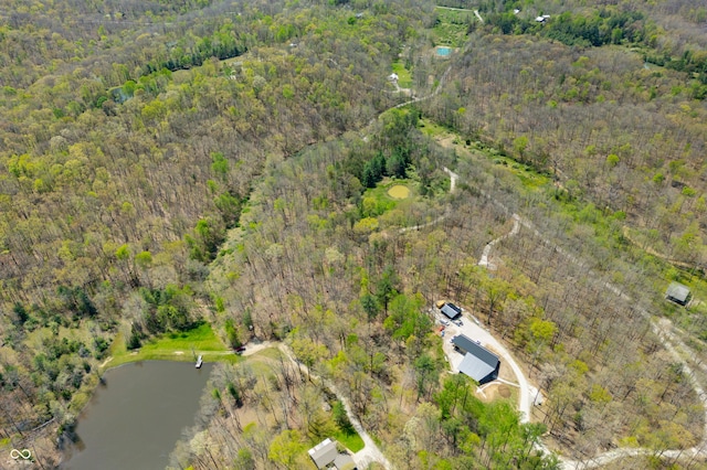 2513 Grandma Barnes Rd, Nashville, IN 47448 - aerial view with a water view and a wooded view