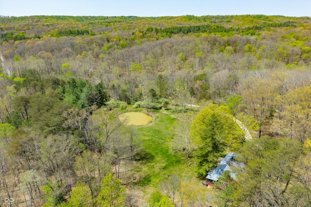 2513 Grandma Barnes Rd, Nashville, IN 47448 - bird's eye view featuring a wooded view