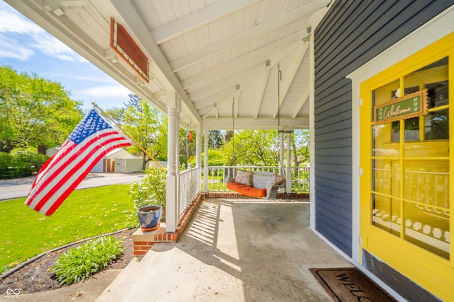 view of patio featuring covered porch