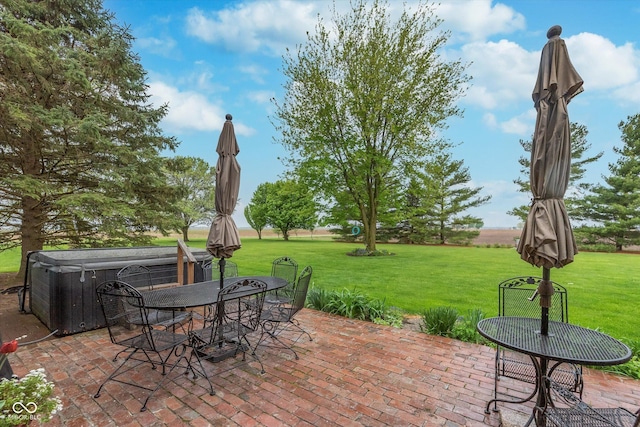 7020 N 375 E, Lebanon, IN 46052 - view of patio / terrace with outdoor dining area and a hot tub