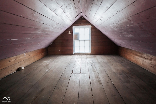 307 N Main St, Carthage, IN 46115 - additional living space with wood ceiling, hardwood / wood-style floors, wood walls, and vaulted ceiling