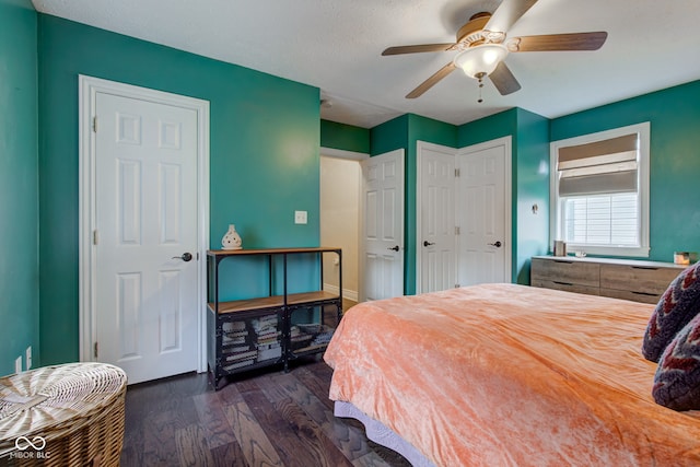 120 W S St, Tipton, IN 46072 - bedroom with dark wood finished floors and ceiling fan