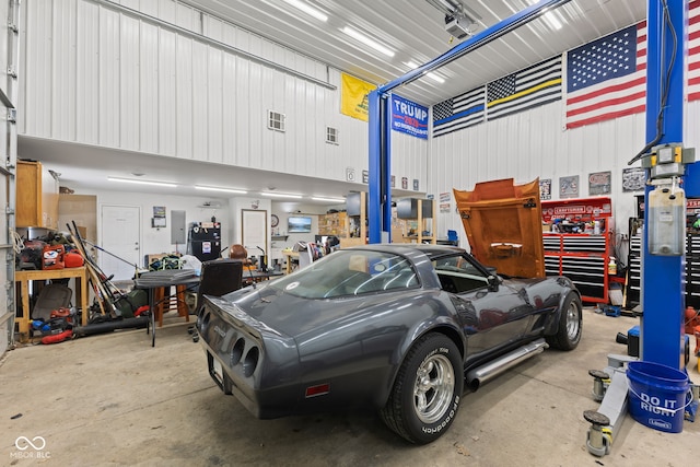 garage with electric panel
