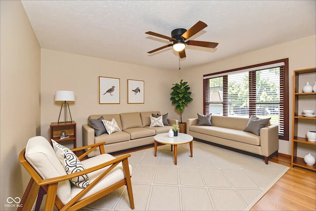 12087 N Gasburg Rd, Mooresville, IN 46158 - living room with a ceiling fan and light wood-style floors