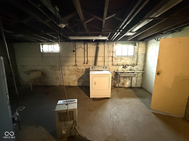 324 E Southern Ave, Indianapolis, IN 46225 - below grade area with washer / dryer and a sink