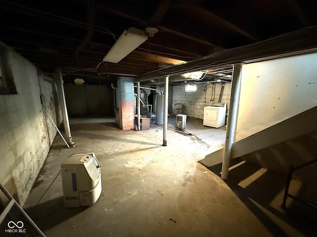 324 E Southern Ave, Indianapolis, IN 46225 - unfinished basement with washer / dryer and water heater