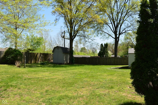931 Beech Dr, Greenwood, IN 46142 - view of yard featuring a fenced backyard, an outbuilding, and a shed