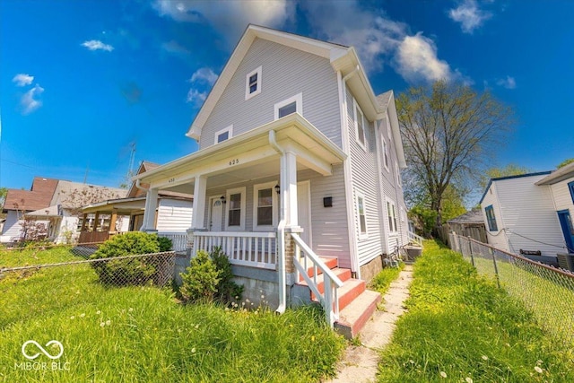 625 Arbor Ave, Indianapolis, IN 46221 - view of front of property featuring fence and covered porch