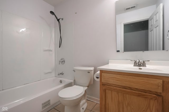 625 Maple St, Columbus, IN 47201 - bathroom featuring vanity, toilet, tile patterned flooring, bathtub / shower combination, and baseboards
