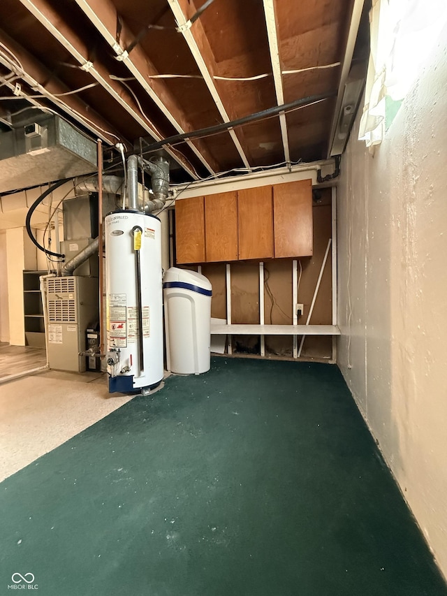 unfinished below grade area with gas water heater