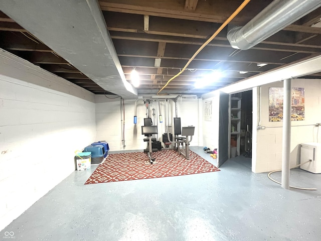 view of unfinished basement