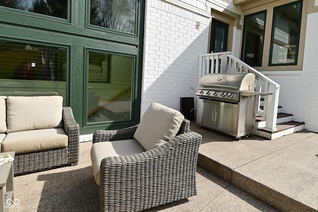 view of patio / terrace featuring a grill
