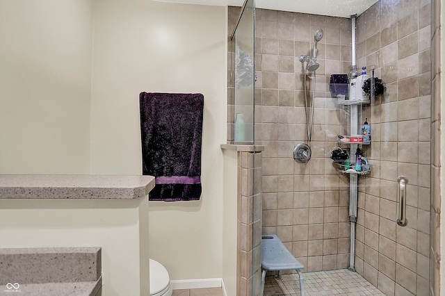 601 Shady Ln, Greenwood, IN 46142 - full bath featuring toilet, tile patterned flooring, and a stall shower