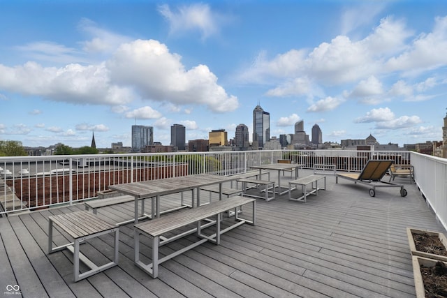 deck with a view of skyline