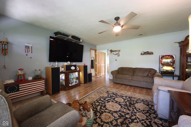 5041 Norcroft Dr, Indianapolis, IN 46221 - living area featuring ceiling fan and wood finished floors