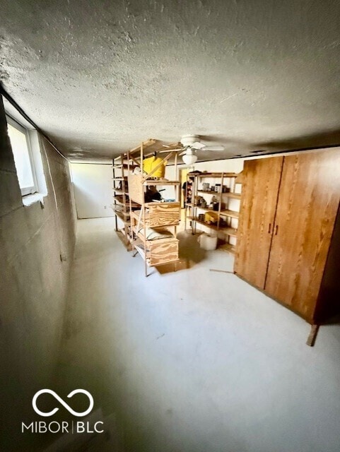 below grade area featuring a textured ceiling