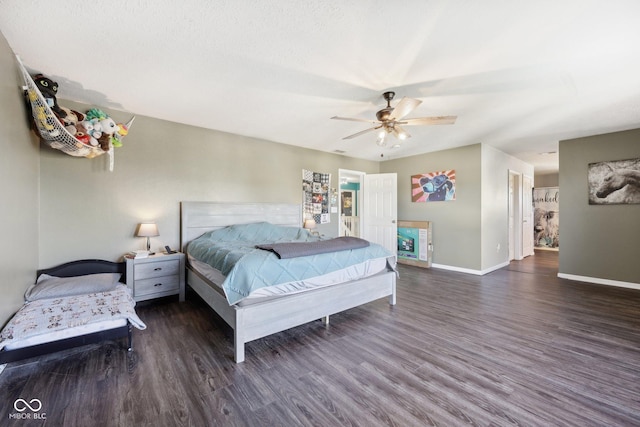 2116 Crimson Ln, Lebanon, IN 46052 - bedroom featuring baseboards, ceiling fan, and wood finished floors