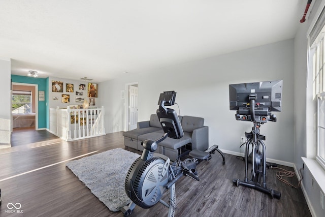 2116 Crimson Ln, Lebanon, IN 46052 - exercise area with baseboards and wood finished floors