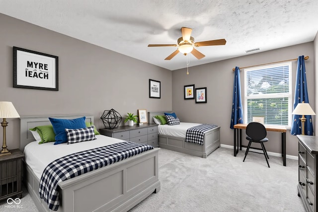 3652 Newberry Rd, Plainfield, IN 46168 - bedroom featuring light carpet, baseboards, ceiling fan, and an office area