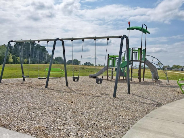 community playground with a lawn