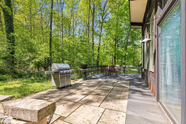 1686 Borders Rd, Nashville, IN 47448 - view of patio / terrace featuring a grill and outdoor dining area