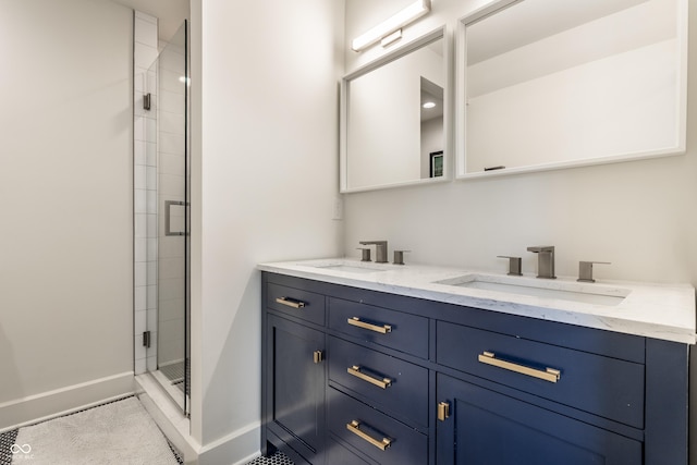 5124 N Capitol Ave, Indianapolis, IN 46208 - bathroom with a sink, a shower stall, and double vanity