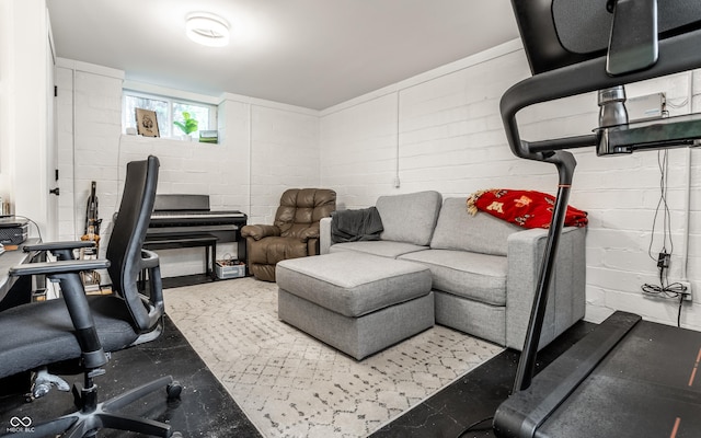 5124 N Capitol Ave, Indianapolis, IN 46208 - living area featuring concrete block wall