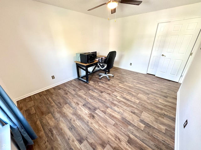 4223 Kestrel Ct, Indianapolis, IN 46254 - office space with baseboards, a ceiling fan, and wood finished floors