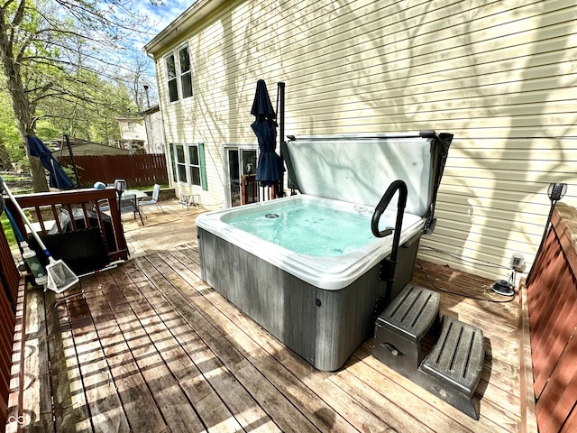4223 Kestrel Ct, Indianapolis, IN 46254 - deck featuring fence and a hot tub
