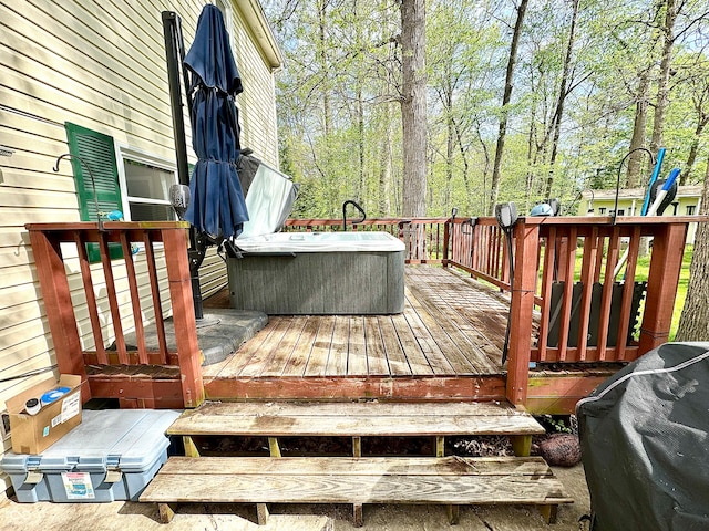 4223 Kestrel Ct, Indianapolis, IN 46254 - wooden deck with a hot tub