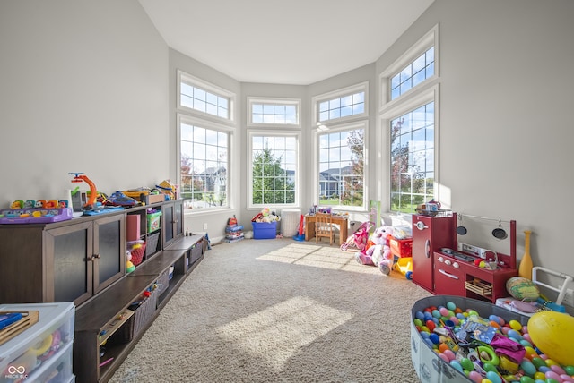 game room featuring carpet floors