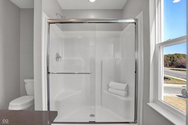 7645 Marin Pkwy, Cumberland, IN 46229 - bathroom with a stall shower, a wealth of natural light, and toilet