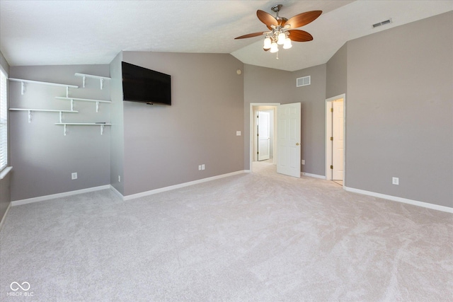 6516 Amherst Way, Zionsville, IN 46077 - unfurnished bedroom featuring lofted ceiling, light colored carpet, and ceiling fan