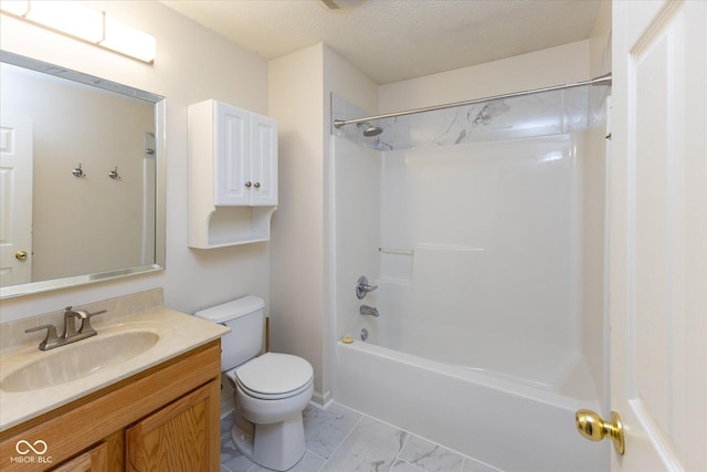6516 Amherst Way, Zionsville, IN 46077 - full bath with vanity, marble finish flooring, shower / tub combination, and a textured ceiling