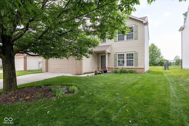 6516 Amherst Way, Zionsville, IN 46077 - view of front of property featuring concrete driveway, brick siding, a front lawn, and an attached garage