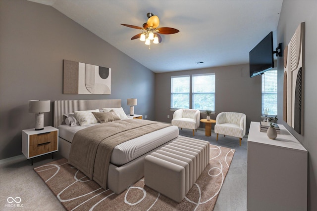 6516 Amherst Way, Zionsville, IN 46077 - carpeted bedroom with vaulted ceiling and ceiling fan