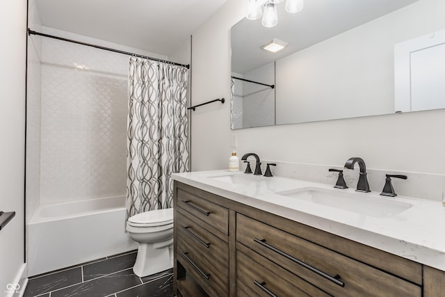 1534 Fletcher Ave, Indianapolis, IN 46203 - full bathroom with shower / bath combo with shower curtain and double vanity