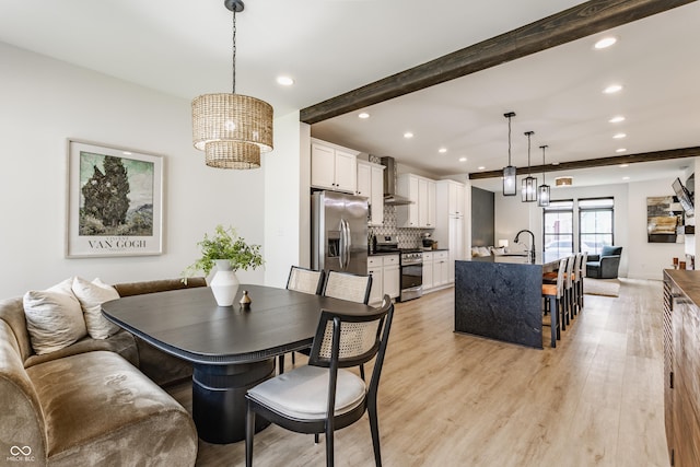 1534 Fletcher Ave, Indianapolis, IN 46203 - dining room featuring a chandelier, recessed lighting, and light wood-type flooring