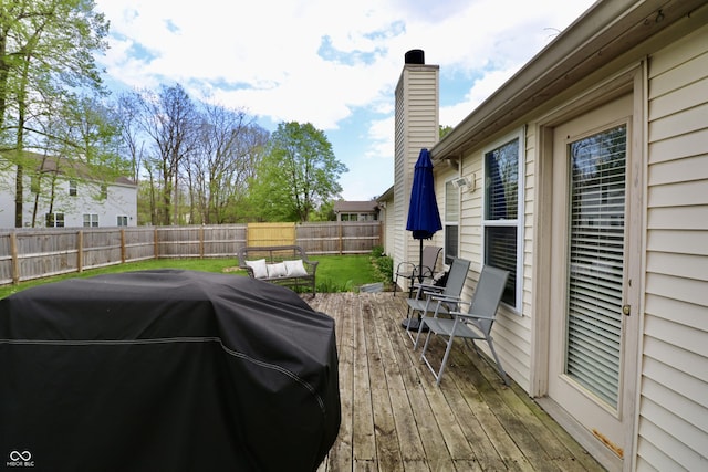 10688 Ashview Dr, Fishers, IN 46038 - wooden deck with a fenced backyard and area for grilling