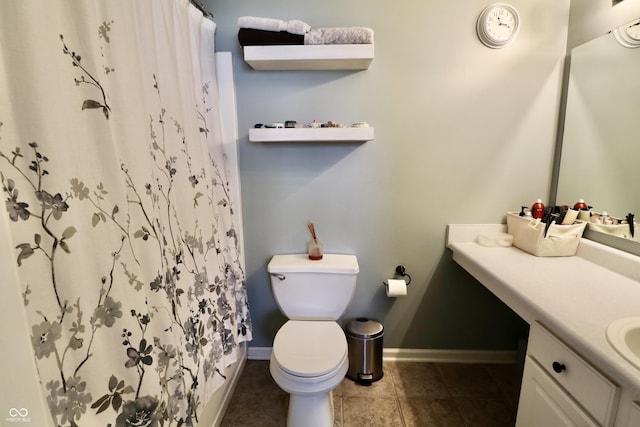10688 Ashview Dr, Fishers, IN 46038 - full bath featuring vanity, baseboards, tile patterned flooring, and toilet