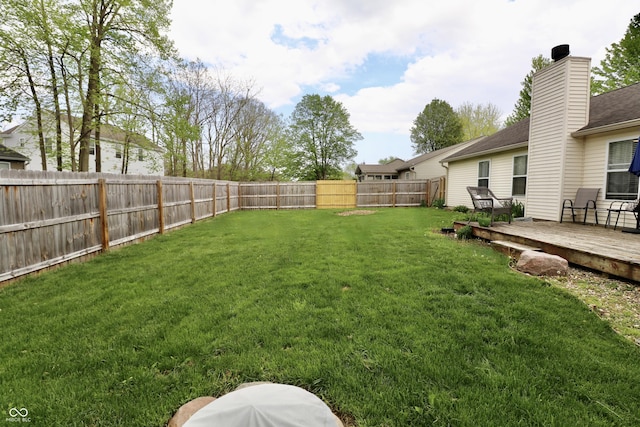 10688 Ashview Dr, Fishers, IN 46038 - view of yard with a wooden deck and a fenced backyard