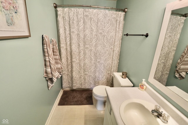 10688 Ashview Dr, Fishers, IN 46038 - full bathroom featuring vanity, tile patterned floors, baseboards, and toilet