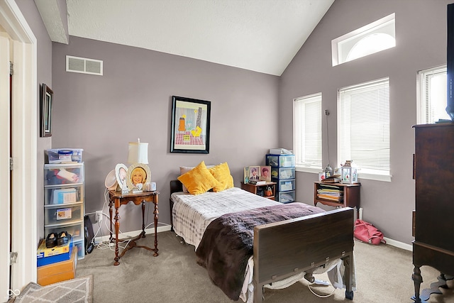 11620 E 75th St, Indianapolis, IN 46236 - bedroom featuring carpet floors, baseboards, and high vaulted ceiling