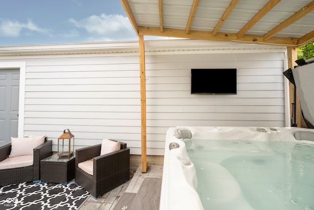 825 Iowa St, Indianapolis, IN 46203 - view of patio with a hot tub