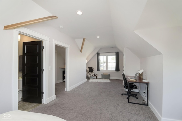 825 Iowa St, Indianapolis, IN 46203 - carpeted office space featuring vaulted ceiling, baseboards, and recessed lighting
