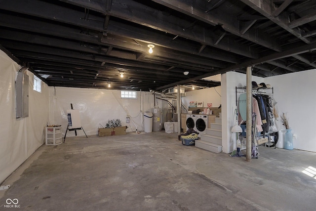 825 Iowa St, Indianapolis, IN 46203 - basement with separate washer and dryer, water heater, and electric panel