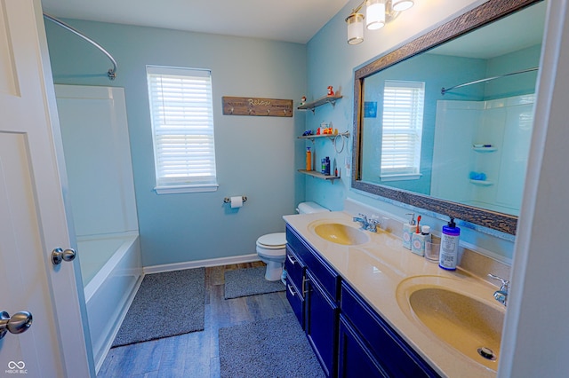 9993 Pepper Tree Ln, Noblesville, IN 46060 - full bath featuring baseboards, a sink, wood finished floors, and toilet