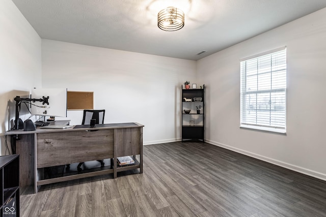 6559 Ambrosia Ln, Pendleton, IN 46064 - office space featuring baseboards, visible vents, and dark wood-type flooring