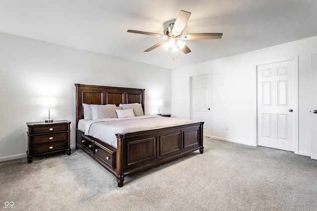 6559 Ambrosia Ln, Pendleton, IN 46064 - bedroom with a ceiling fan, baseboards, and light colored carpet
