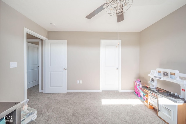 657 Kilmore Dr, Pendleton, IN 46064 - game room featuring carpet flooring, baseboards, and a ceiling fan